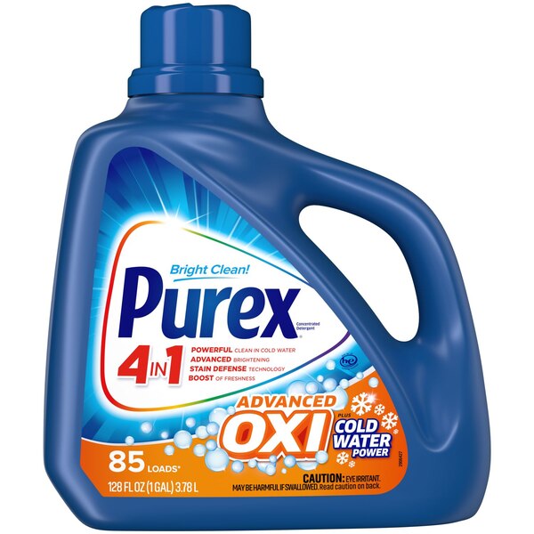 Purex Advanced Oxi + Coldwater Power Liquid Laundry Detergent, 128 oz