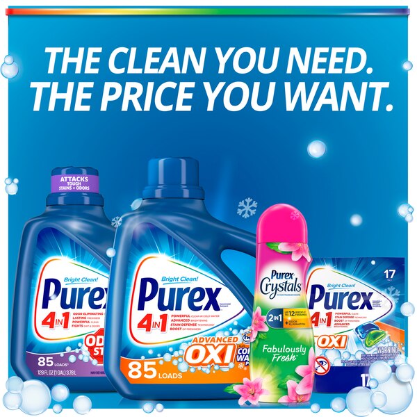 Purex Liquid Laundry Detergent Plus Oxi, Fresh Morning Burst, 43.5 fl OZ, 24 Loads