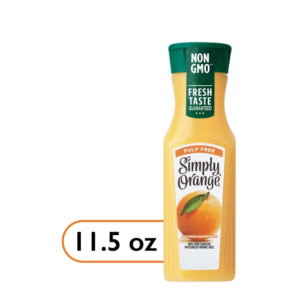 Simply Orange Pulp Free Juice Bottle, 11.5 fl oz
