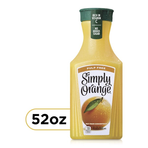 Simply Orange Pulp Free Orange Juice, 52 OZ