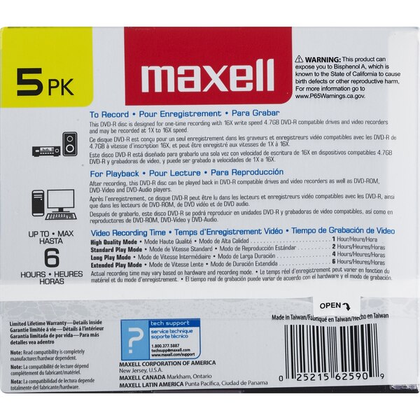 Maxell - Discos DVD-R, 4.7 GB, 120 minutos