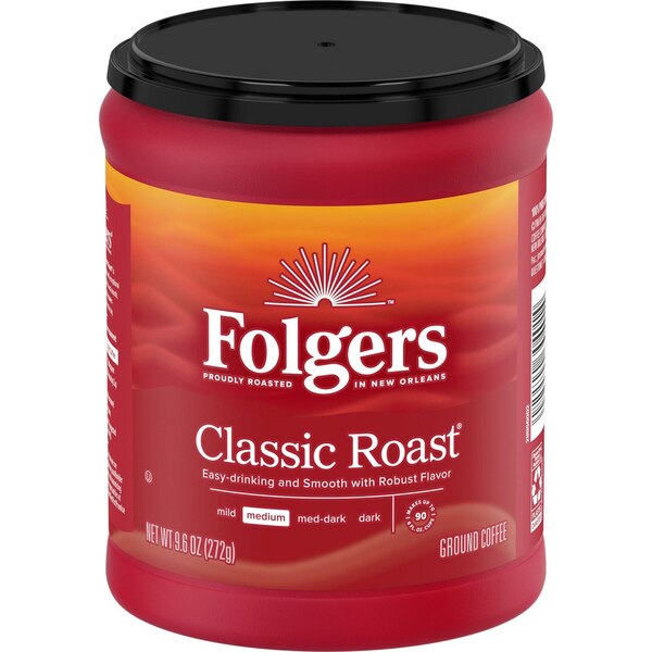 Folgers, Classic Roast Ground Coffee, 9.6 oz