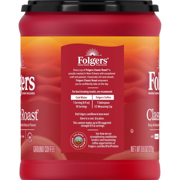 Folgers, Classic Roast Ground Coffee, 9.6 oz