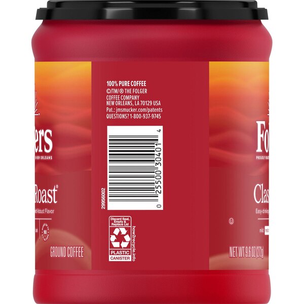 Folgers, Classic Roast Ground Coffee, 9.6 oz