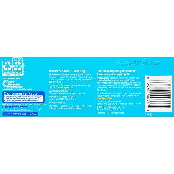 Ziploc Double Zipper One Quart Storage Bags, 24 ct