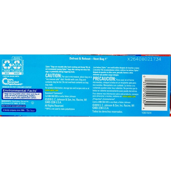 Ziploc Double Zipper One Quart Storage Bags, 24 ct