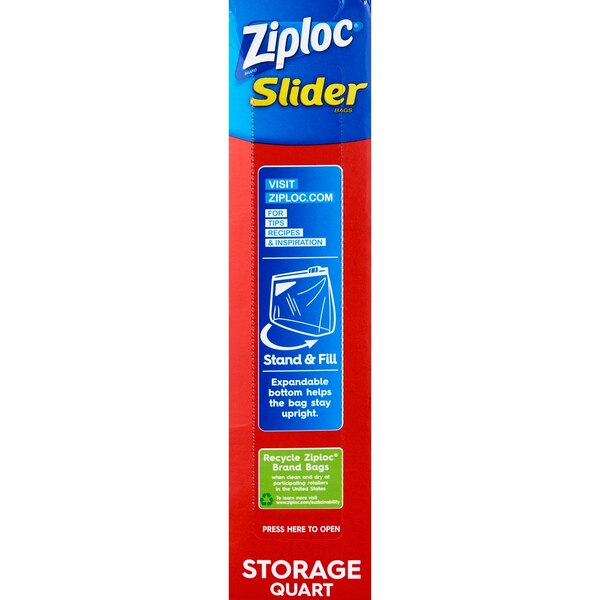 Ziploc Slider Storage Bags, Quart, 20 ct