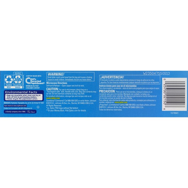 Ziploc Slider Storage Bags, Quart, 20 ct