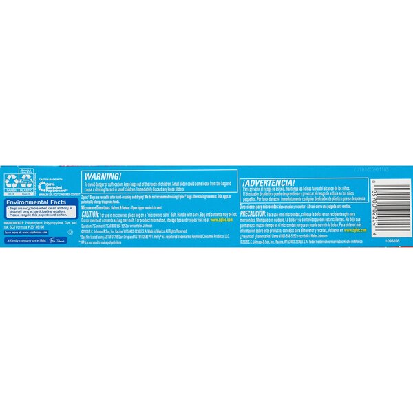 Ziploc Slider Easy Zip One Gallon Storage Bags, 15 ct