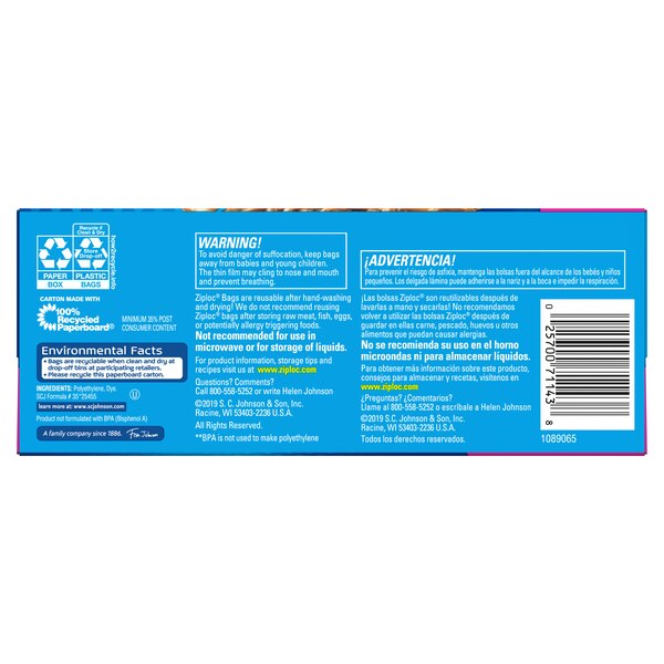 Ziploc Storage Snack Bags, 90 ct