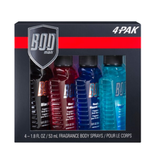 BOD Man - Set de regalo de fragancia para el cuerpo en spray, 4 piezas, para hombres