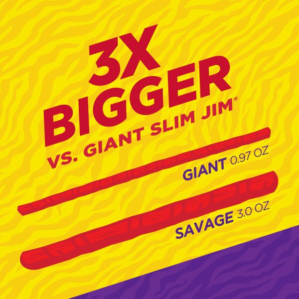 Slim Jim Original Savage Size Smoked Snack Stick, 3 oz