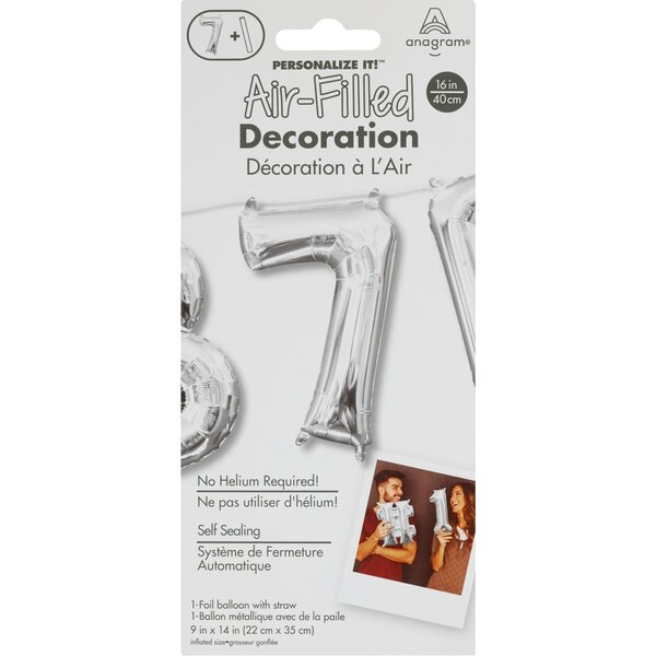 Anagram Air Balloon, Number "7" Silver, 9 x 14 in