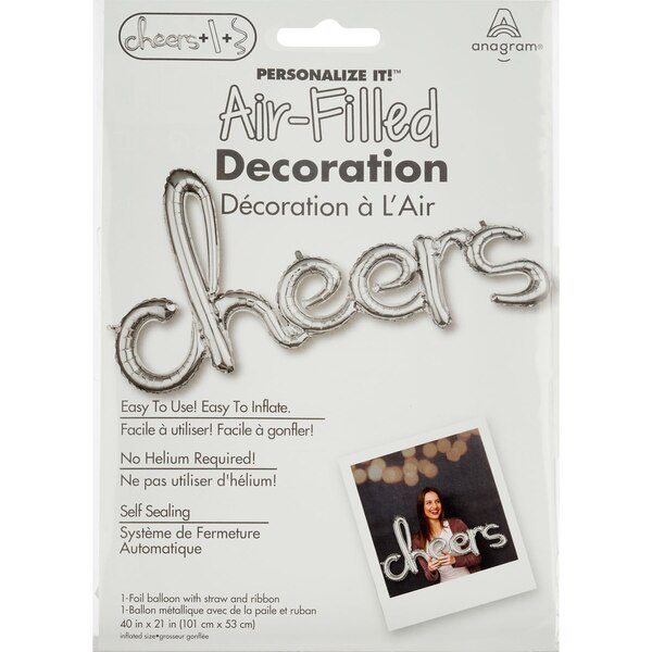 Anagram Air Balloon, "Cheers" Silver, 40 x 21 in