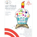 Anagram Air Balloon, Happy Birthday! Cupcake, 13.5 x 24 in, thumbnail image