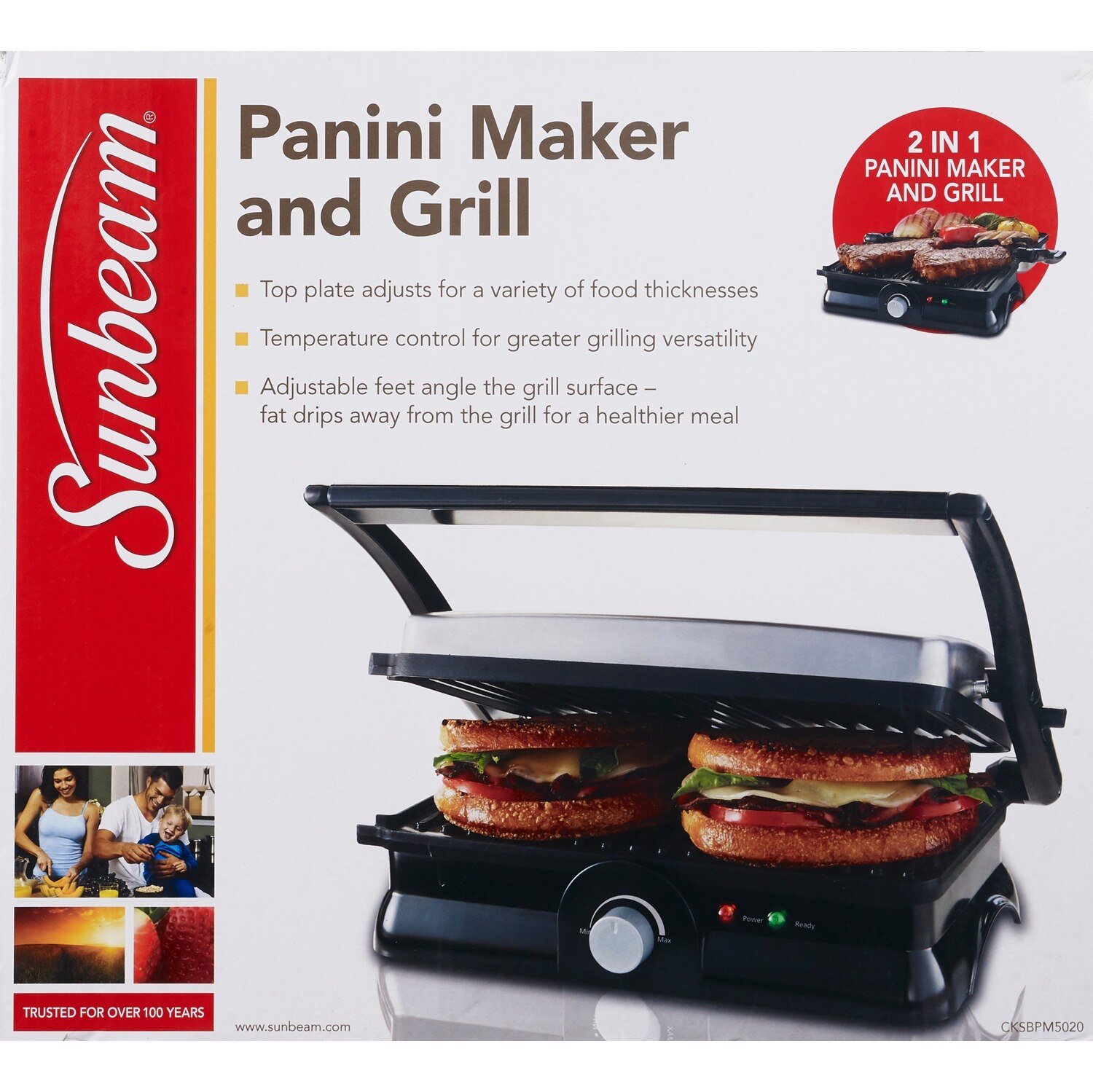 Sunbeam - Parrilla y máquina para tostar paninis