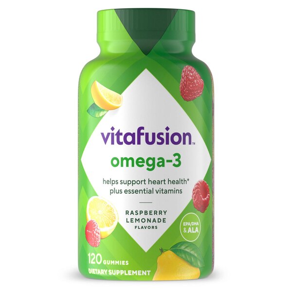 Vitafusion Omega 3 Gummy Vitamins, Berry-Lemonade, 120 CT