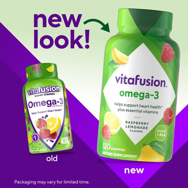 Vitafusion Omega 3 Gummy Vitamins, Berry-Lemonade, 120 CT