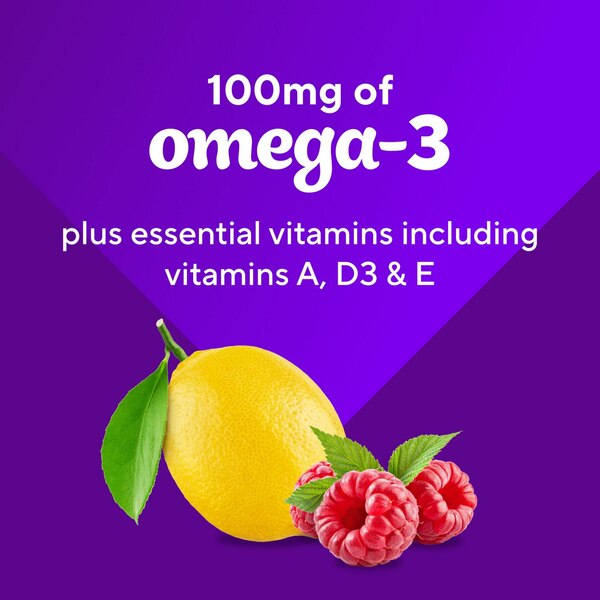 Vitafusion Omega 3 Gummy Vitamins, Berry-Lemonade, 120 CT
