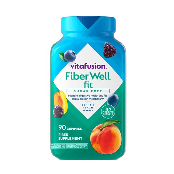 Vitafusion Fiber Well Fit Sugar Free Gummies, Assorted Fruit, 90 CT