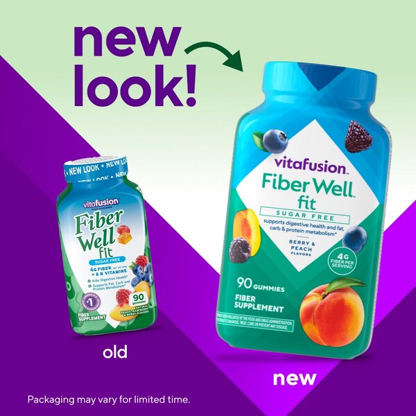 Vitafusion Fiber Well Fit Sugar Free Gummies, Assorted Fruit, 90 CT