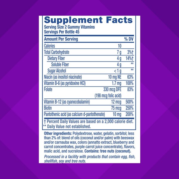 Vitafusion Fiber Well Fit Sugar Free Gummies, Assorted Fruit, 90 CT