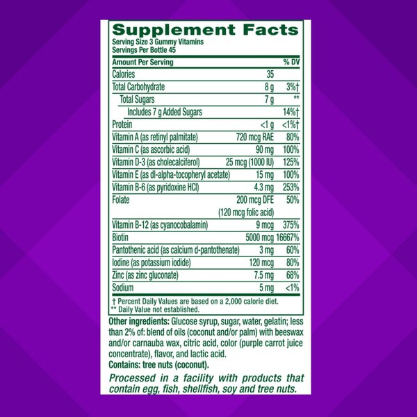 Vitafusion Hair, Skin & Nails Gummies, Mixed Berry, 120 CT