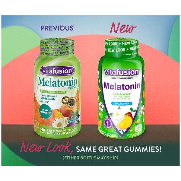 Vitafusion Melatonin Sleep Support Gummies, Sugar Free, Natural White Tea & Peach, 140 CT