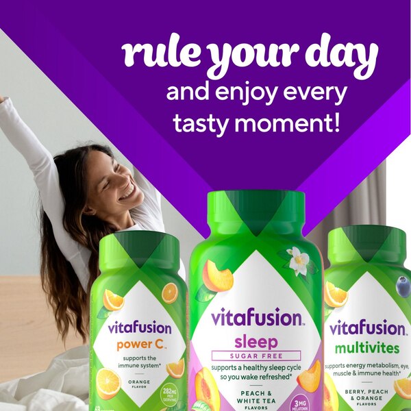 Vitafusion Melatonin Sleep Support Gummies, Sugar Free, Natural White Tea & Peach, 140 CT