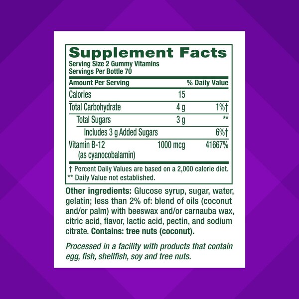 VitaFusion B12 Gummies, Raspberry, 140 CT