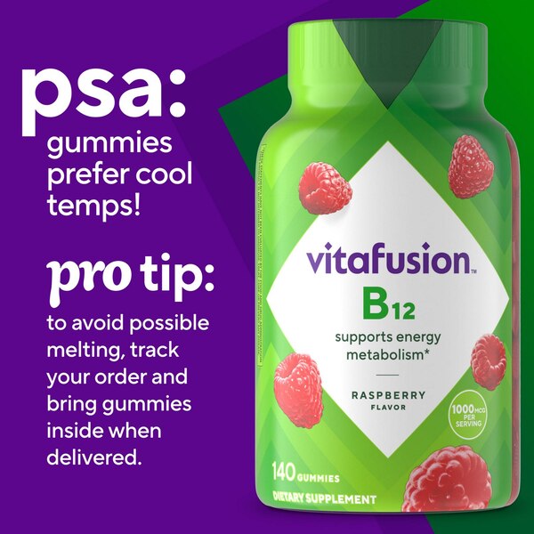 VitaFusion B12 Gummies, Raspberry, 140 CT