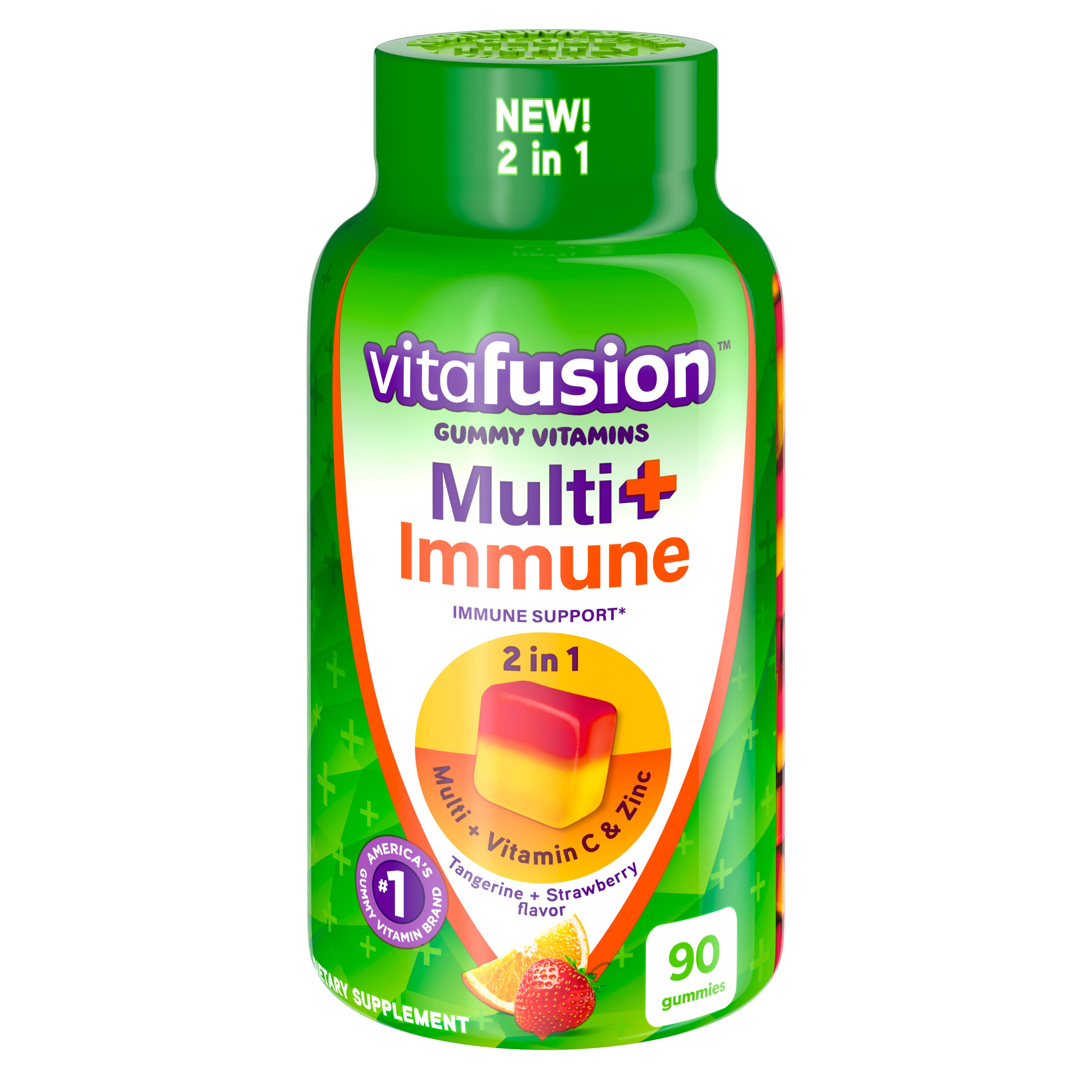 Vitafusion Multi+ Immune Support, Adult Gummy Vitamins with Vitamin C, Zinc, 90CT