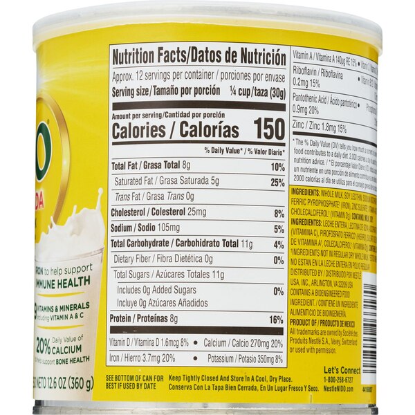 Nestle Nido Fortificada Dry Whole Milk, 12.6 OZ