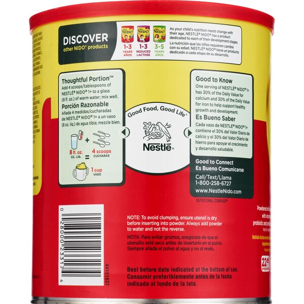 Nido NESTLE Kinder 1+ Powdered Milk Beverage, 28.2 OZ