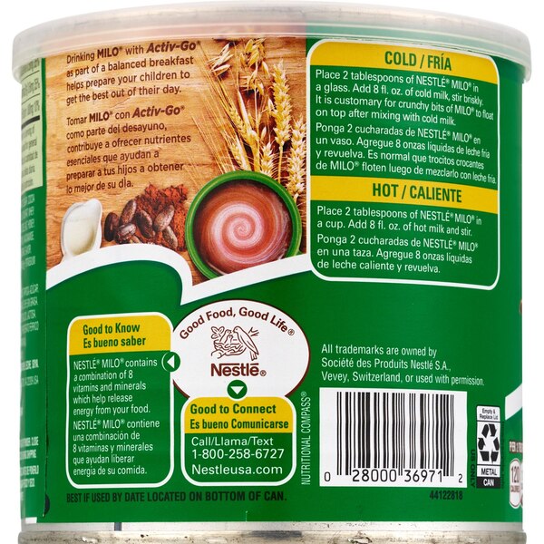 Nestle Milo Activ-Go Chocolate Malt Powder Drink Mix, 14.1 OZ