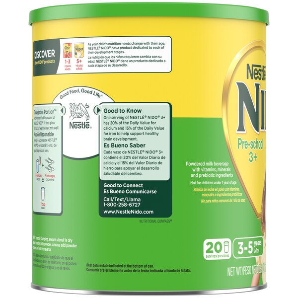 Nestle NIDO 3+ Toddler Powdered Milk Beverage with Vitamins & Minerals, 28.2 oz