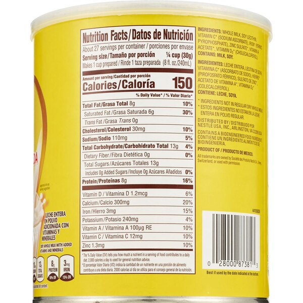 Nestle Klim Fortificada Dry Whole Milk Powder, 28.2 OZ