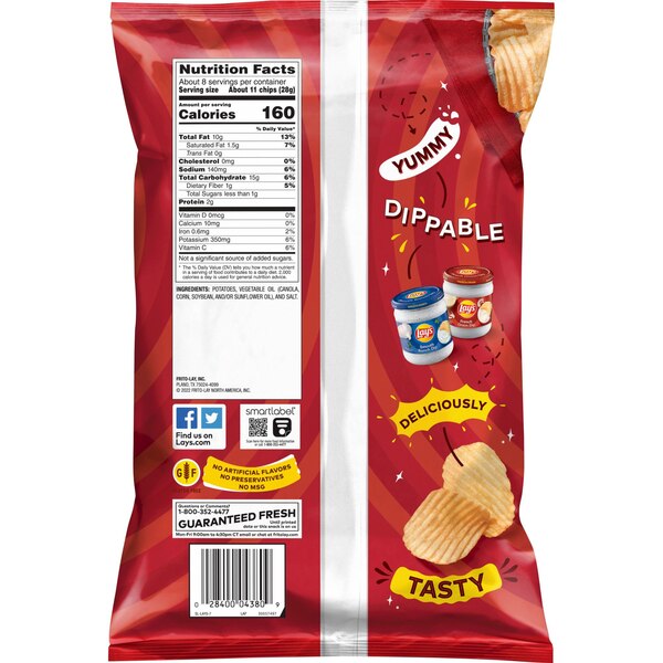 Lay's Wavy Potato Chips Original, 7.75 oz