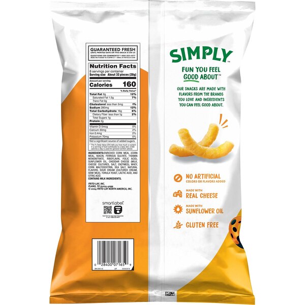 Simply, Cheetos White Cheddar Puffs, 8 oz