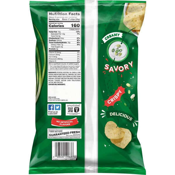 Lay's Potato Chips Sour Cream & Onion Flavored, 7.75 oz