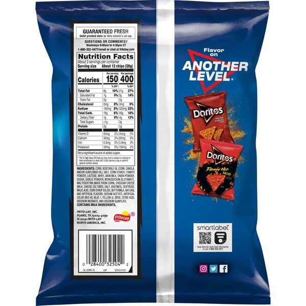 Doritos Tortilla Chips Cool Ranch Flavored, 2.75 oz