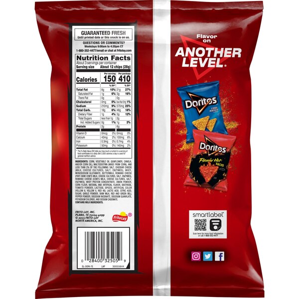 Doritos Tortilla Chips Nacho Cheese Flavored, 2.75 oz