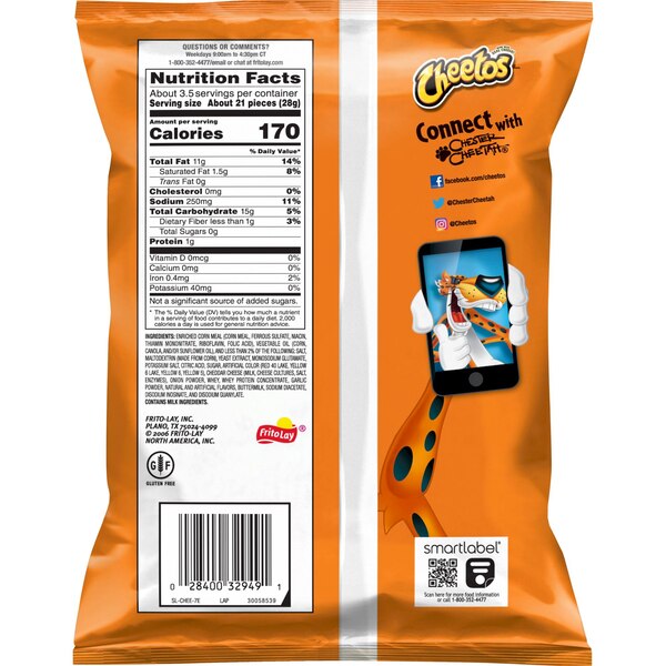 Cheetos Crunchy Cheese Flavored Snacks Flamin' Hot Flavored, 3.25 oz