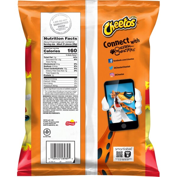 Cheetos Crunchy Cheese Flavored Snacks Flamin' Hot Flavored, 8.5 oz