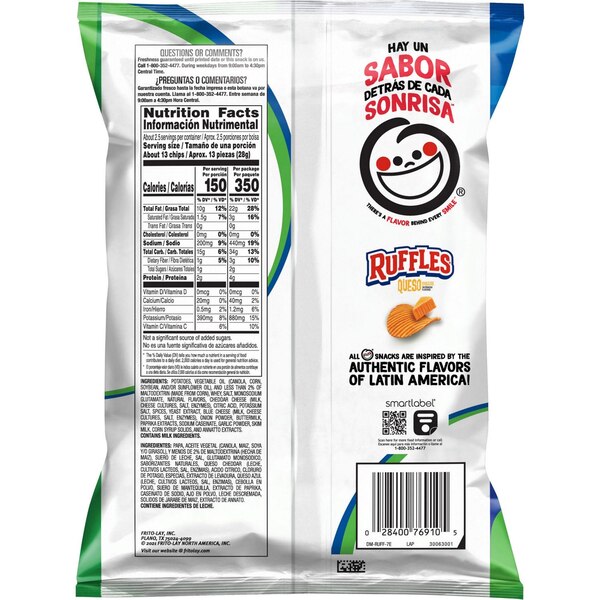 Ruffles, Queso Chips, 2.25 oz