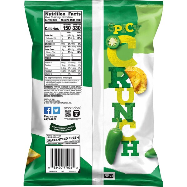 Lay's, Kettle Jalapeno Chips, 2.25 oz