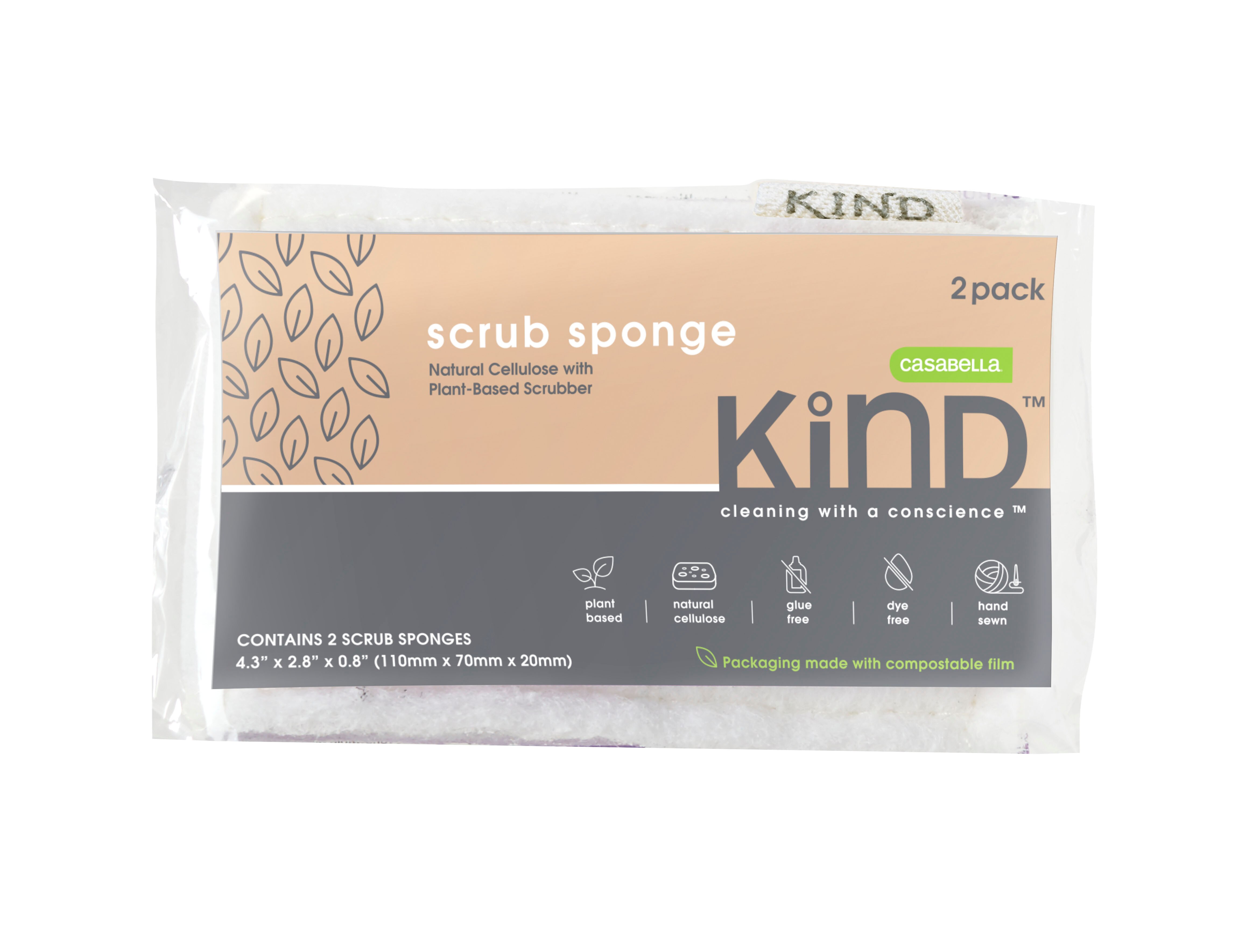 Casabella Kind Scrub Sponge, 2 CT
