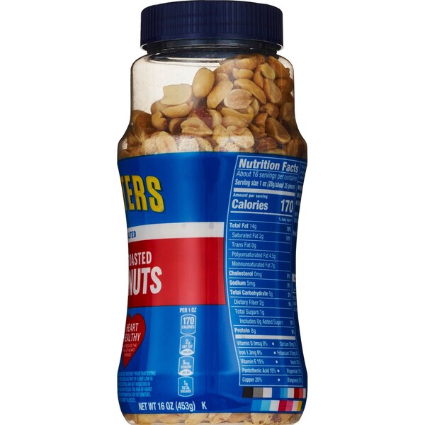Planters Peanuts Dry Roasted Unsalted, 16 oz