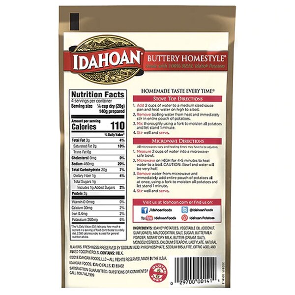 Idahoan Buttery Homestyle Mashed Potatoes, 4 OZ