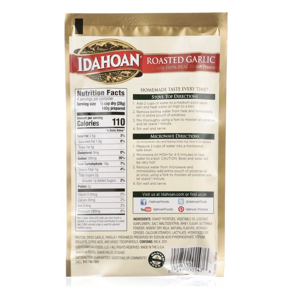 Idahoan Flavored Mashed Potatoes, Roasted Garlic, 4 OZ